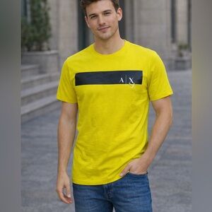 Armani Exchange Yellow Tee with Black Accent